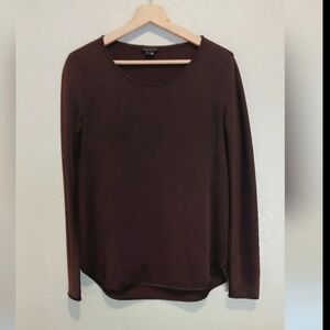 Theory Split Fly Away Sides Long Sleeve Blouse Deep Purple Boat Neck Size Small